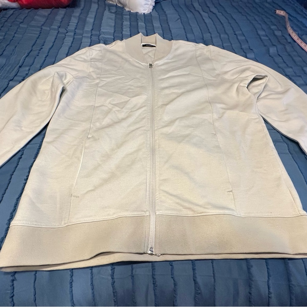 New Alfani Cream Zip-Up Men's Sweater Jacket